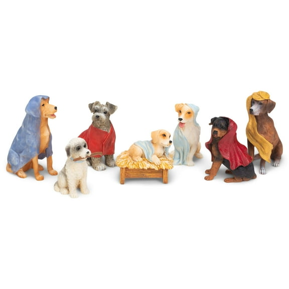 Canine Creche Dog Nativity Scene Decoration, 7 Piece Set