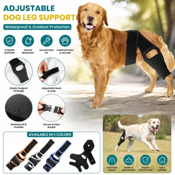 Canine Hock Brace With Flexible Support Strips, Adjustable Leg Sleeve Protector For Dogs, Mobility Joint Support With Integrated Collar Strap For Stability And Recovery Aid, 1Pack Black Size:XS