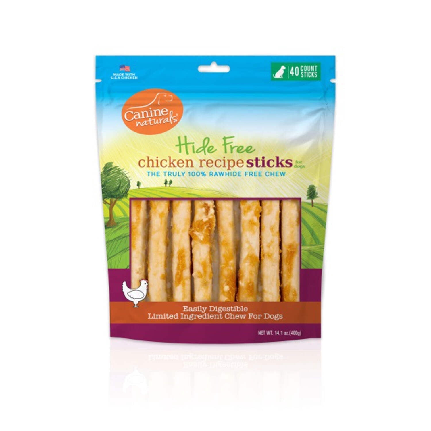 Canine Natural Hide Free 5" Chicken Stick 40Pk
