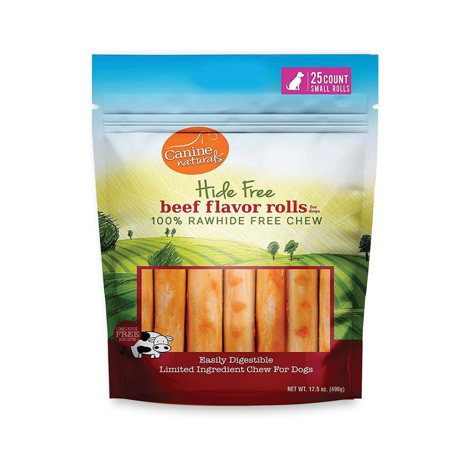 Canine Naturals Beef Chew Rawhide Free Dog Treats Made with Real