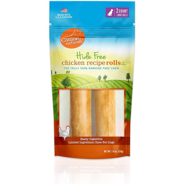 Canine Naturals Chicken Recipe Chew Rawhide Free Dog Treats Made from USA Raised Chicken