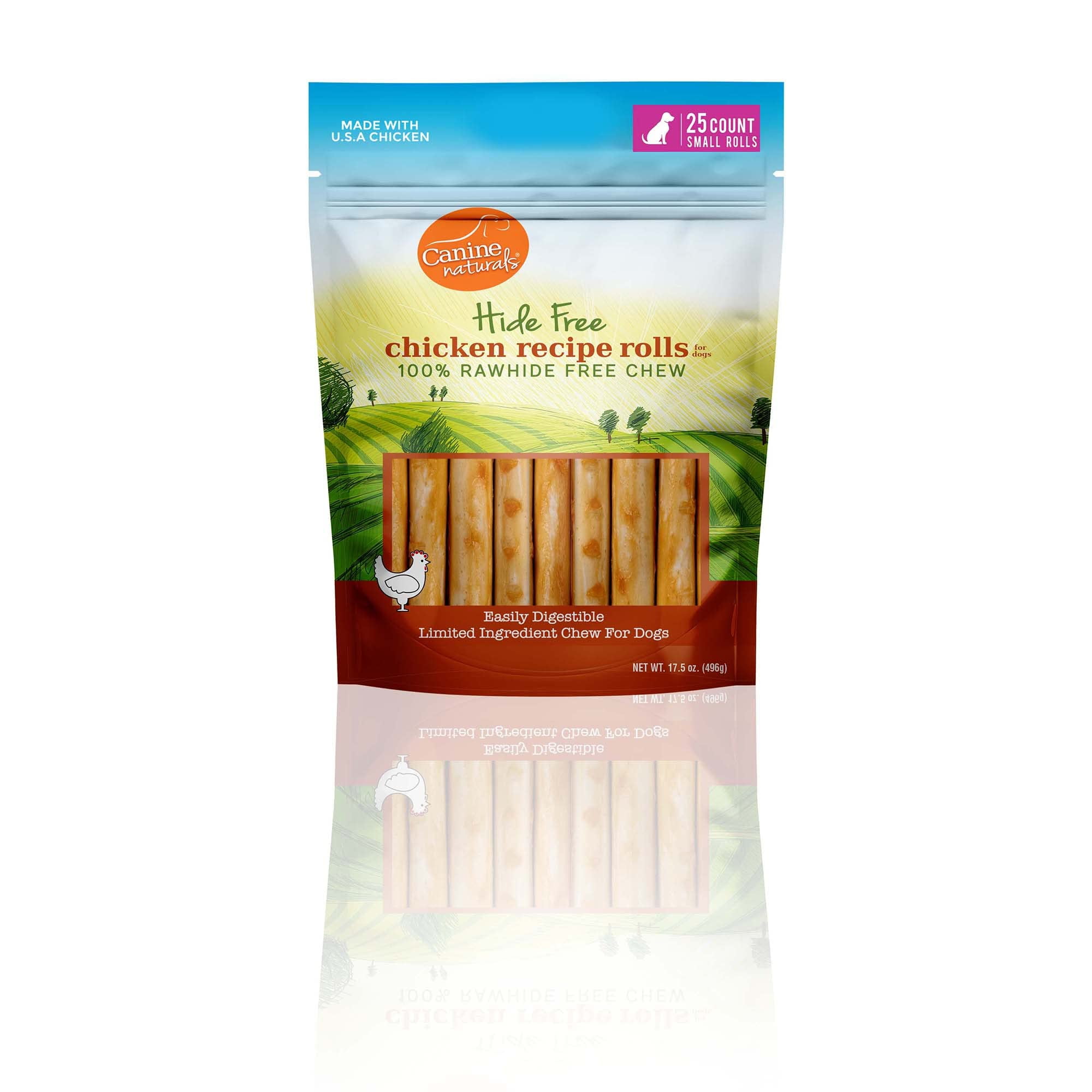 Canine Naturals Hide Free PUPPY Chicken Recipe Rolls Dog Treats (2 Lar
