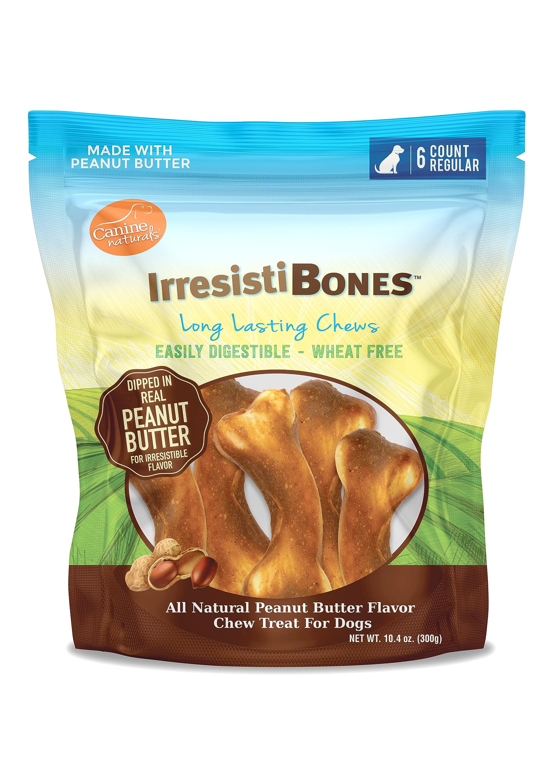 Canine Naturals IrresistiBONES Long Lasting Peanut Butter Chew Made with Real Peanut Butter All Natural and Easily Digestible 6 Pack Walmart