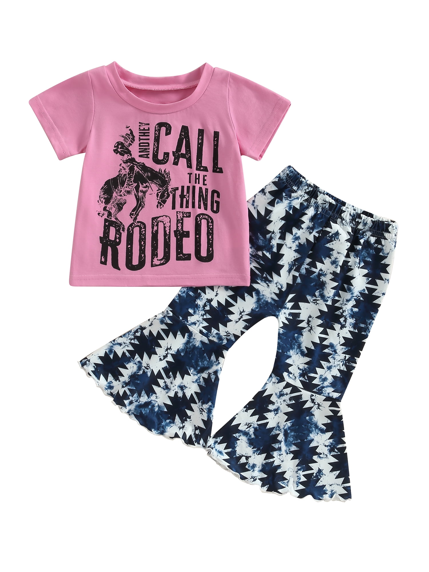 Canis 2 Piece Western Outfits for Girls Stylish Letter TShirt