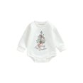 thumbnail image 1 of Canis Baby Bodysuit with Tree/Wreath Print, Festive Christmas Romper, 1 of 8