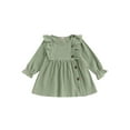 thumbnail image 1 of Canis Baby Girl Dress in A-line Style with Long Sleeves, Crew Neck, and Button Fastening, 1 of 8