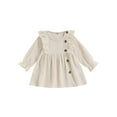 thumbnail image 1 of Canis Baby Girl Dress in A-line Style with Long Sleeves, Crew Neck, and Button Fastening, 1 of 8