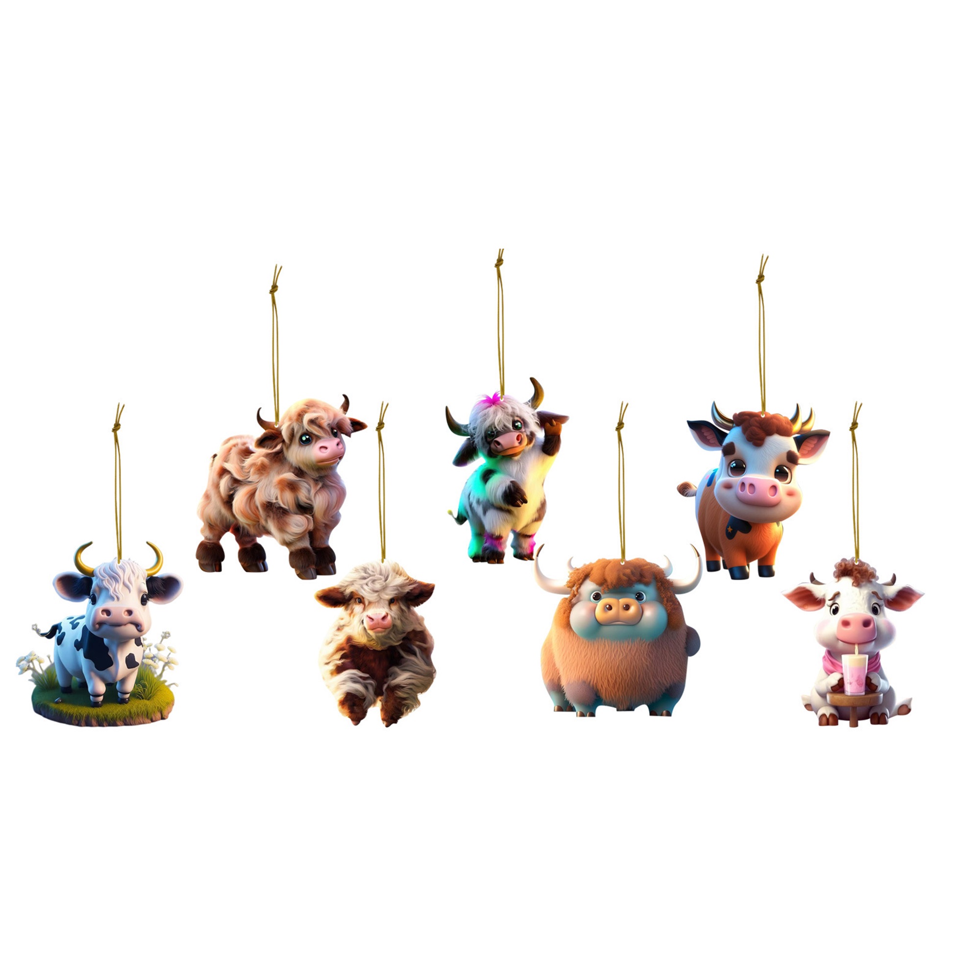 Canis Christmas Cows Ornaments Hanging Acrylic Cows Decorations for