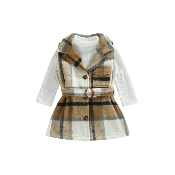 Canis Girls' Fall Wardrobe Essential: Knit Tops and Sleeveless Belted Coat Set