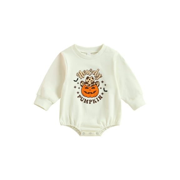 Canis Halloween Pumpkin Print Jumpsuit Sweatshirt Rompers for Baby
