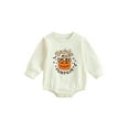 thumbnail image 1 of Canis Halloween Pumpkin Print Jumpsuit Sweatshirt Rompers for Baby, 1 of 8