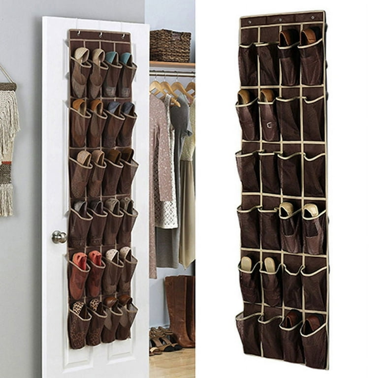 Space-saving Hanging Shoe Organizer With 24 Pockets And Hanger For