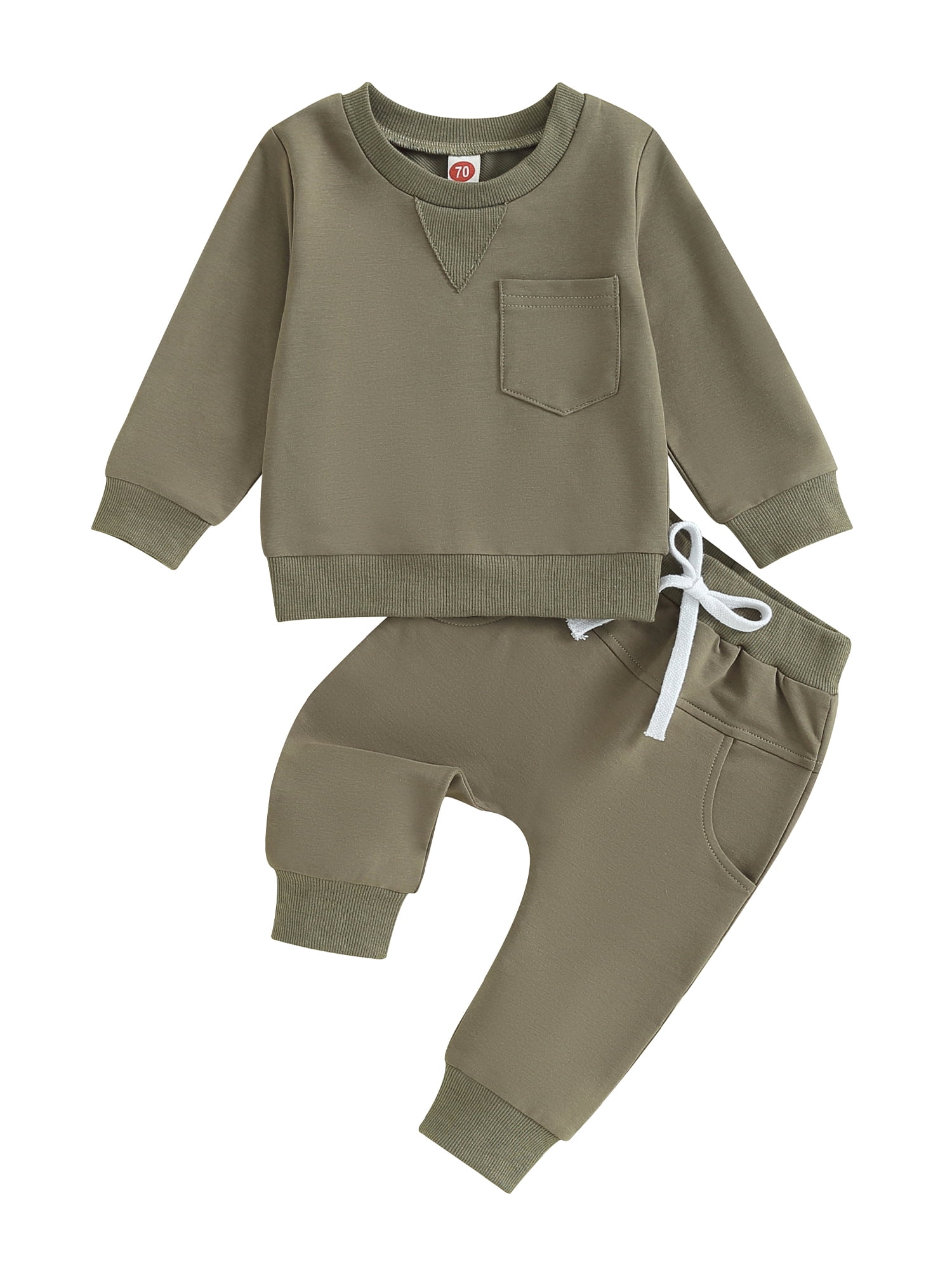 Canis Infant Boy 2 Piece Set Sweatshirt with Pocket and Pants in Solid