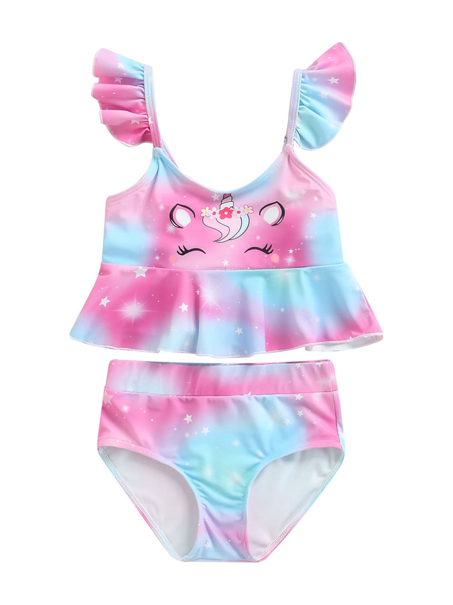 Canis Kids Toddler Girls Unicorn Swimsuit Bikini Tankini Sets Ruffled ...