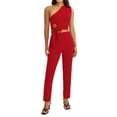 thumbnail image 1 of Canis One Shoulder Sleeveless Tops for Women with High Waist Straight Leg Pants, 1 of 9