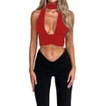 thumbnail image 1 of Canis Ruched Halterneck Tops for Women with Bandage Backless Design, 1 of 9