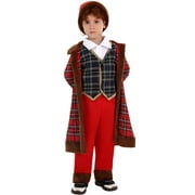 Canis Santa Claus Costume for Boys with Christmas Plaid Jacket Vest Pants Hat