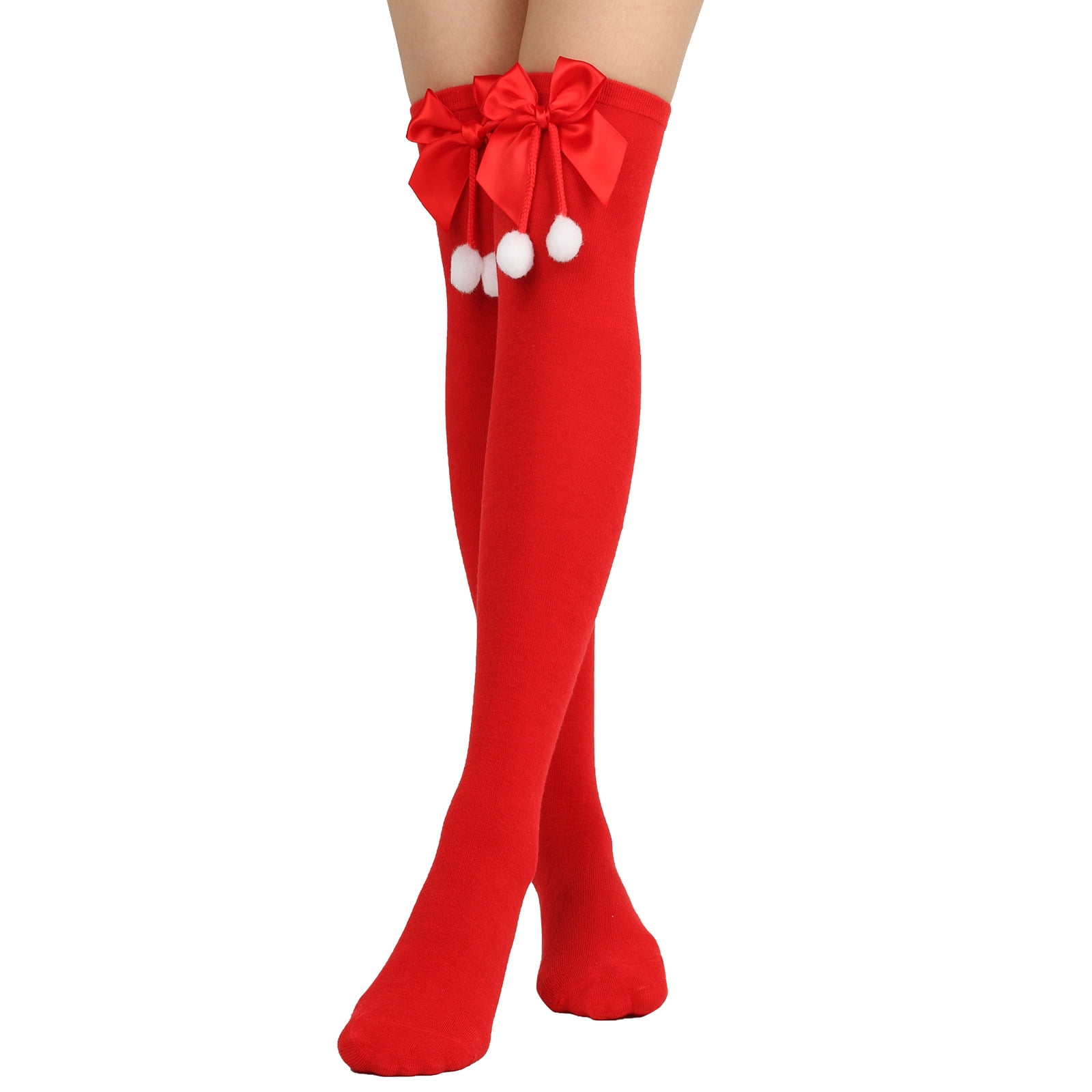 Red Pom Pom Tights