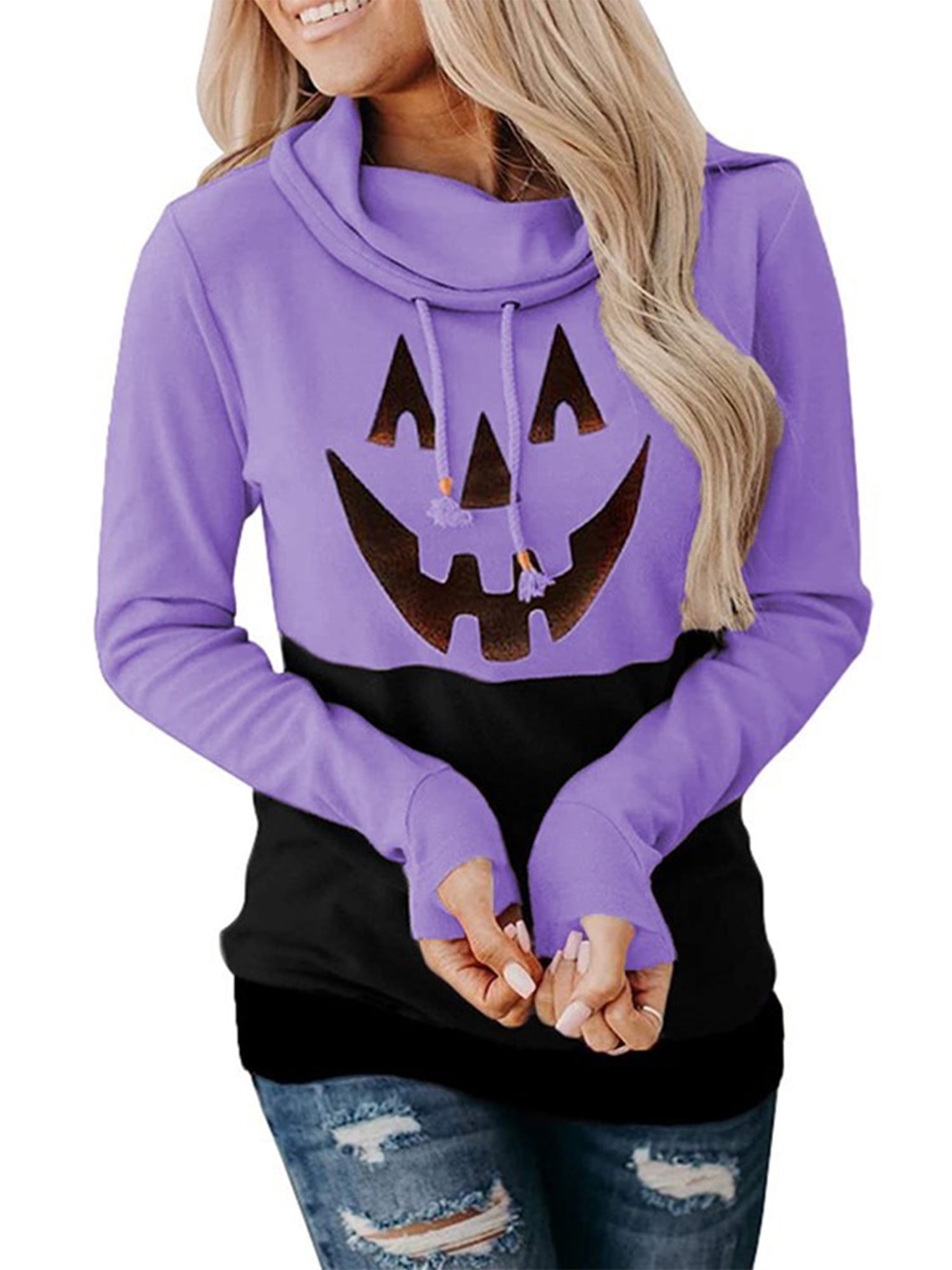 Canis Women's Halloween Hoodie Costume Party Hooded Pullover Pumpkin