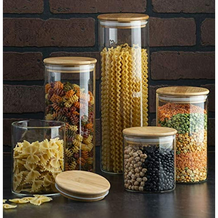 Glass Jars Food Storage Containers Airtight Food Jars with Bamboo