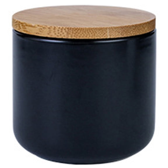 Canister Sets for Kitchen, Ceramic Kitchen Canisters for Countertop with Airtight Wood Lids, Large Flour and Suger Containers for Coffee, Tea, Spice