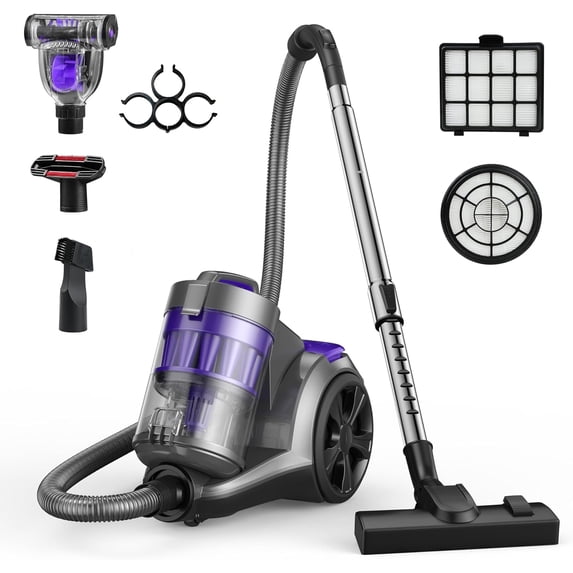 Canister Vacuum Cleaner, 1700W 45Kpa Bagless Vacuum Cleaner, Multi-Cyclonic Filtration, 2 Anti-Allergen HEPA Filters, 3.5QT Dust Cup, 4 Tools, Corded Vacuum for Hard Floor, Pet Hair