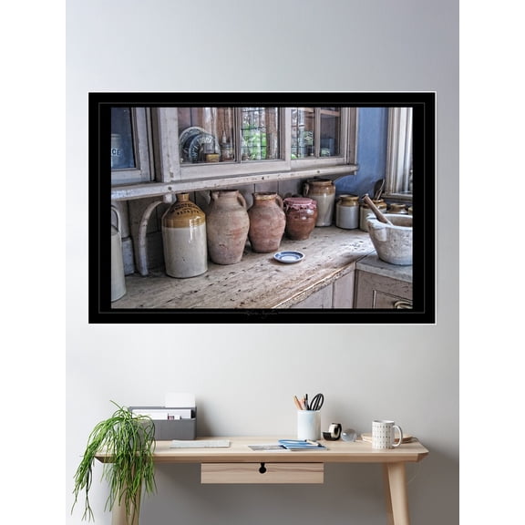 Canisters, Pitchers, Mortar On The Sideboard Poster Wall Art, Modern Wall Decor For Living Room Bedroom, 16x24 UNFRAMED