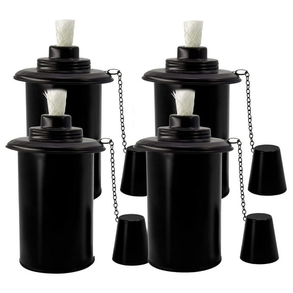 Canisters Refillable,Bamboo Torch Refill Canister, 4 PCS Torch Replacement Canisters, Citronella Fuel Torches Replacement Canisters with Wicks and Covers, Patio Torch for Luau Party, DIY