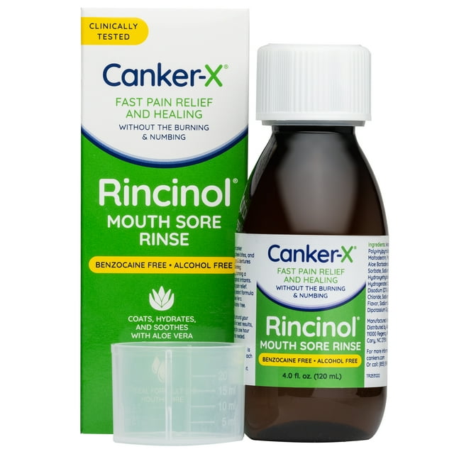 CankerX Rincinol Oral Rinse Mouthwash, Quick Pain Relief from Canker