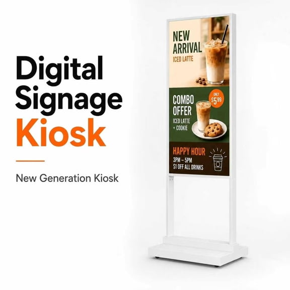 Canlarriz 32" Digital Signage Kiosk, Floor Standing Commercial Display, 700 Nits Digital Advertising Screen, Free CMS, 24/7 Store Promotion Display for Retail Stores, Cafes, Restaurants & Bakeries