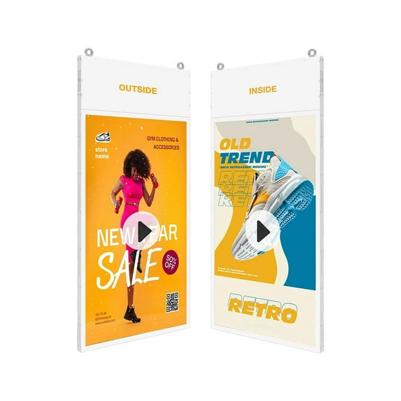 Canlarriz 55 inch Double Sided Window Facing Digital Signage Display, 700 Nits Outside & 500 Nits Indoor Brightness, Ultra-Slim LCD Screen, Ideal retail stores, cafes, malls & restaurants.