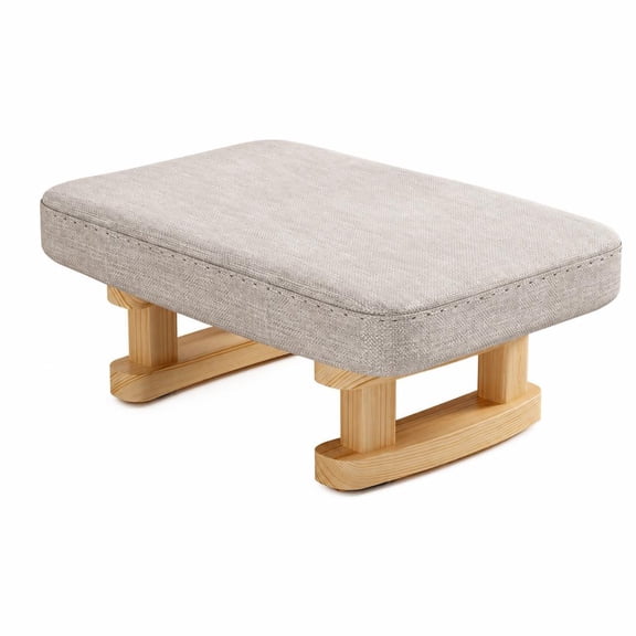 Canming Foot Stool Ottoman with Wood Legs - Gray Fabric Cushion, 16‘’x11.8‘’x7‘’, Nordic Minimalist Design, Comfortable and Durable Home Footrest