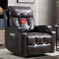 thumbnail image 1 of Canmov Massage Recliner Theater Seating PU Leather Reclining Chair with 2 Cup Holders for Living Room Brown, 1 of 7