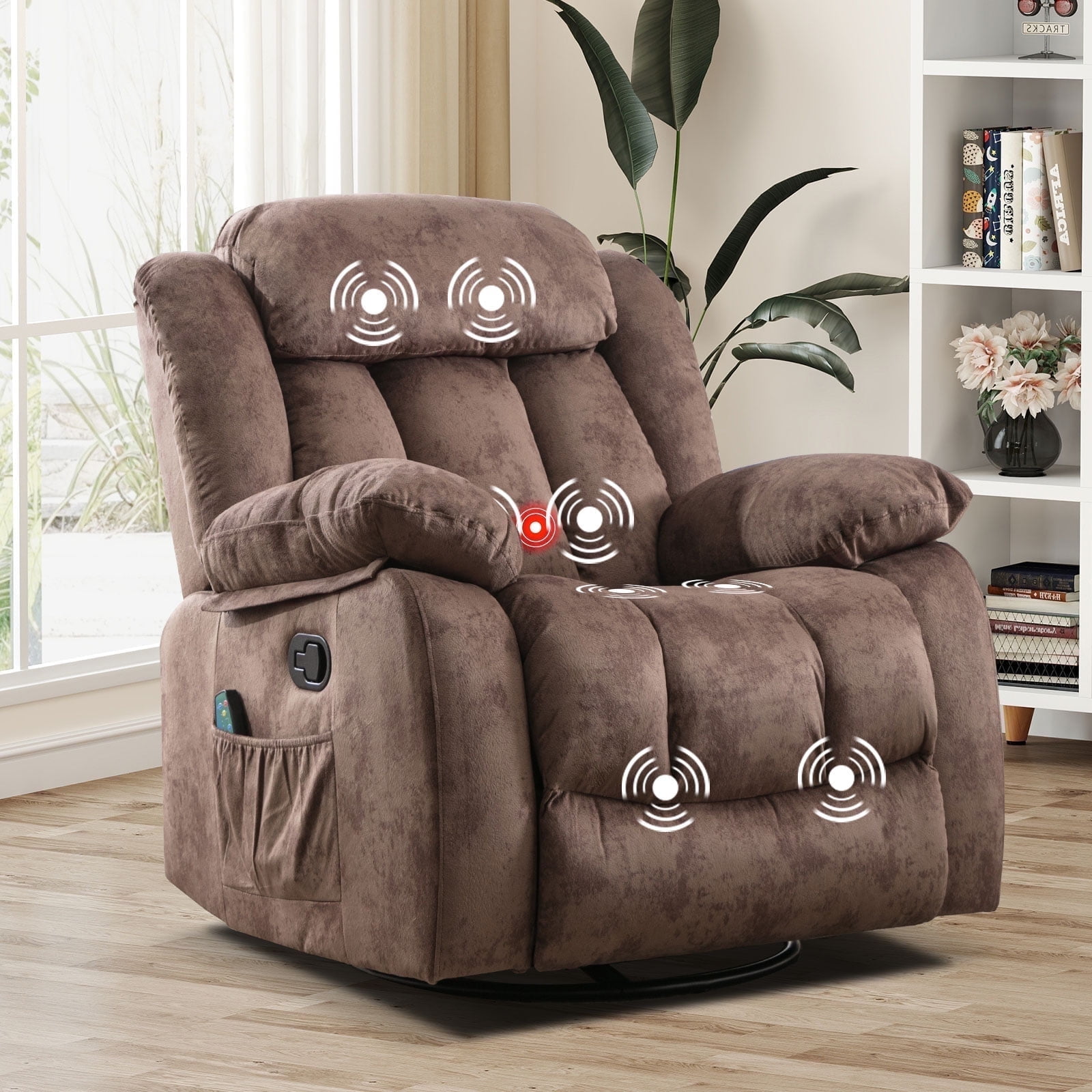 Canmov Massage Swivel Recliner Chair with Heat and Vibration Single ...