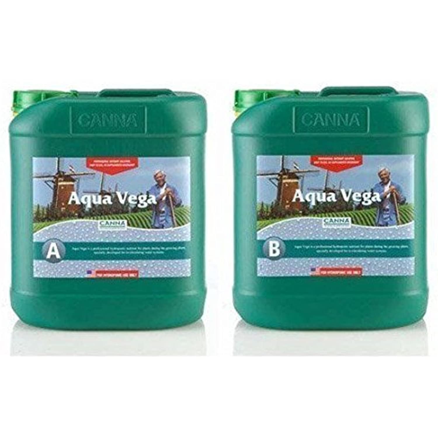 CANNA 5 Liter - Aqua Vega - Part A and B - Veg Nutrient - Developed for Recirculating Systems 9520005