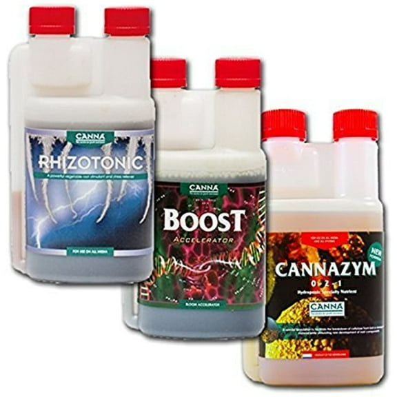 Canna Boost, Cannazym, Rhizotonic Plant Additives Hydroponic Nutrient Bundle (250mL)