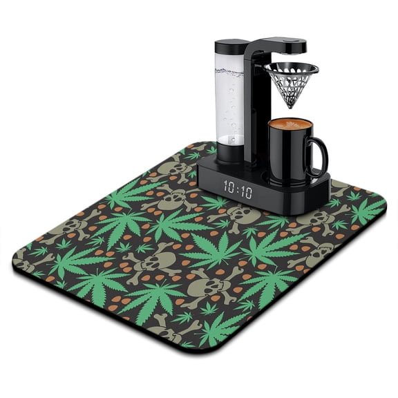 Cannabis Coffee Station Mat Waterproof Absorbent Mat for Espresso & Drip Coffee