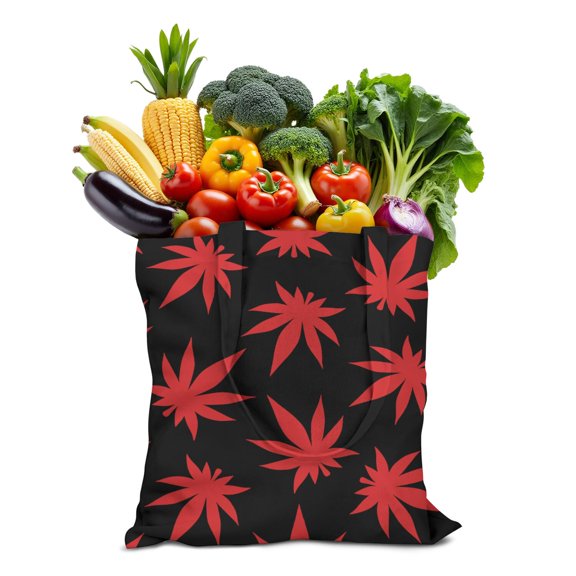 Cannabis Hemp Leaf Pattern Reusable Grocery Bag - Washable & Durable Foldable Tote for Daily Use
