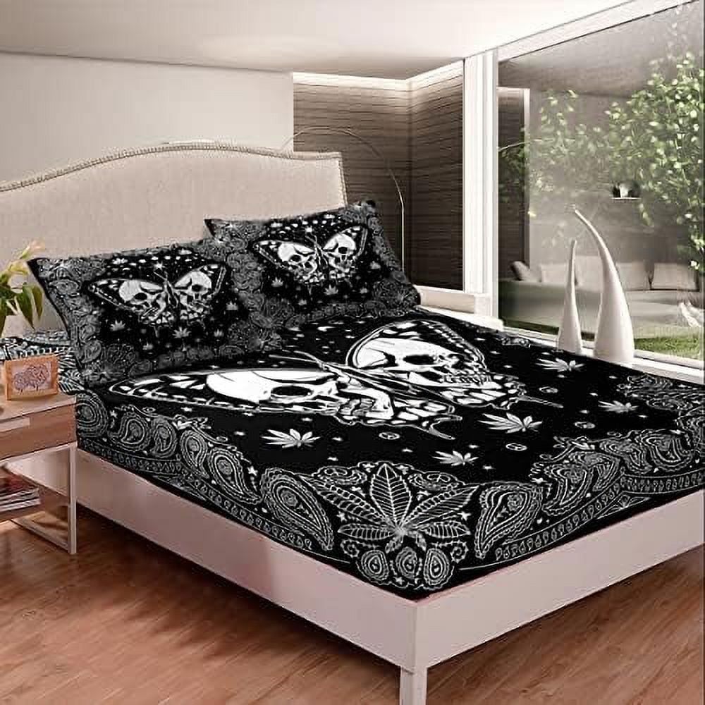 Cannabis Leaves Fitted Sheet Size Marijuana Weed Leaves Bedding Set ...