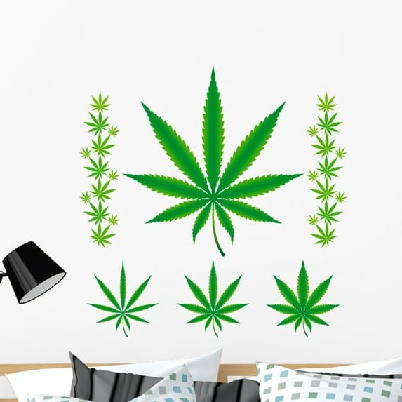 Cannabis Marijuana Hemp Leafs Wall Decal by Wallmonkeys Peel and Stick Graphic (36 in H x 36 in W) WM163179
