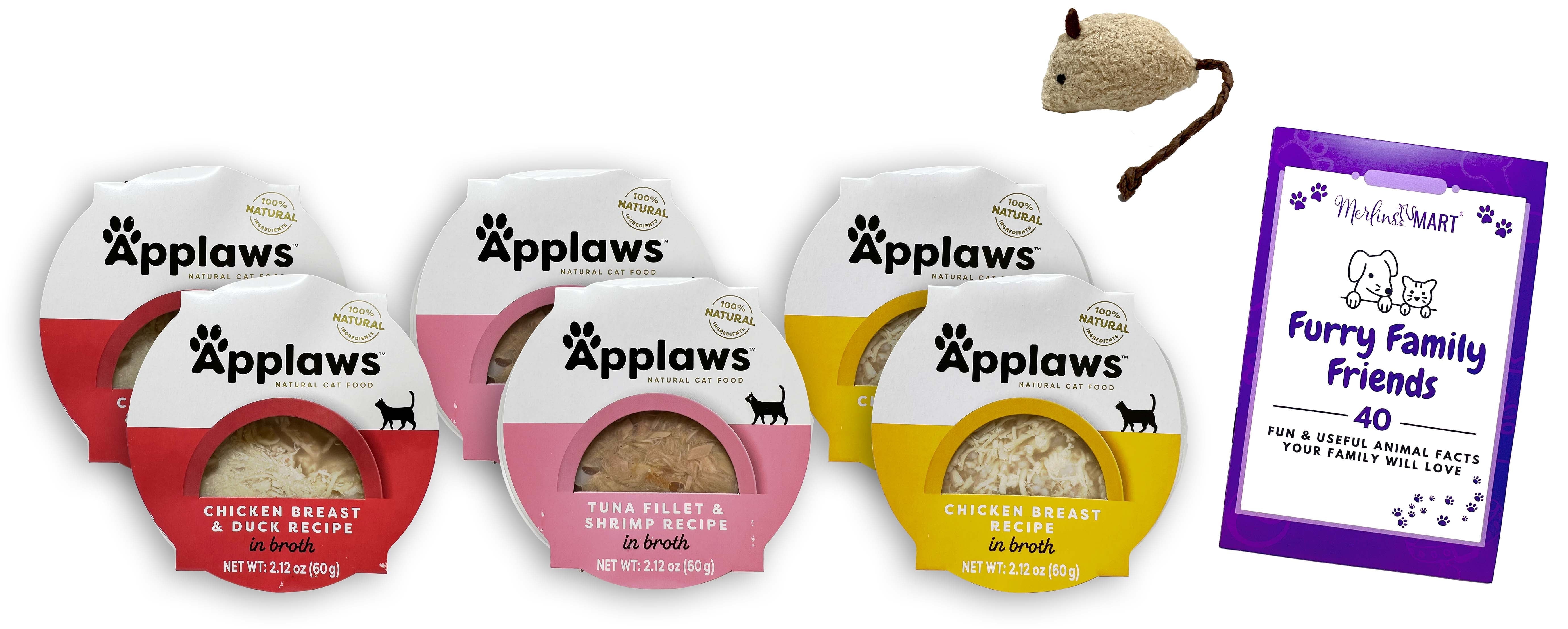 Applaw's Naturals Canned Cat Food - 3 Flavors; 2 Each: Chicken & Duck, Tuna & Shrimp, Chicken + MerlinsMart Zine