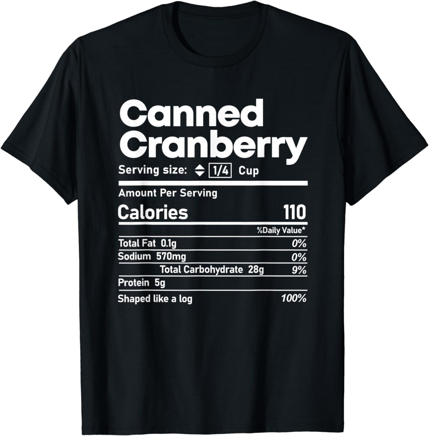 Canned Cranberry Nutrition Thanksgiving Food Facts Christmas TShirt