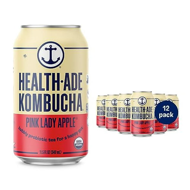 Canned Kombucha Tea Organic Drink, Fermented Tea with Living Probiotics