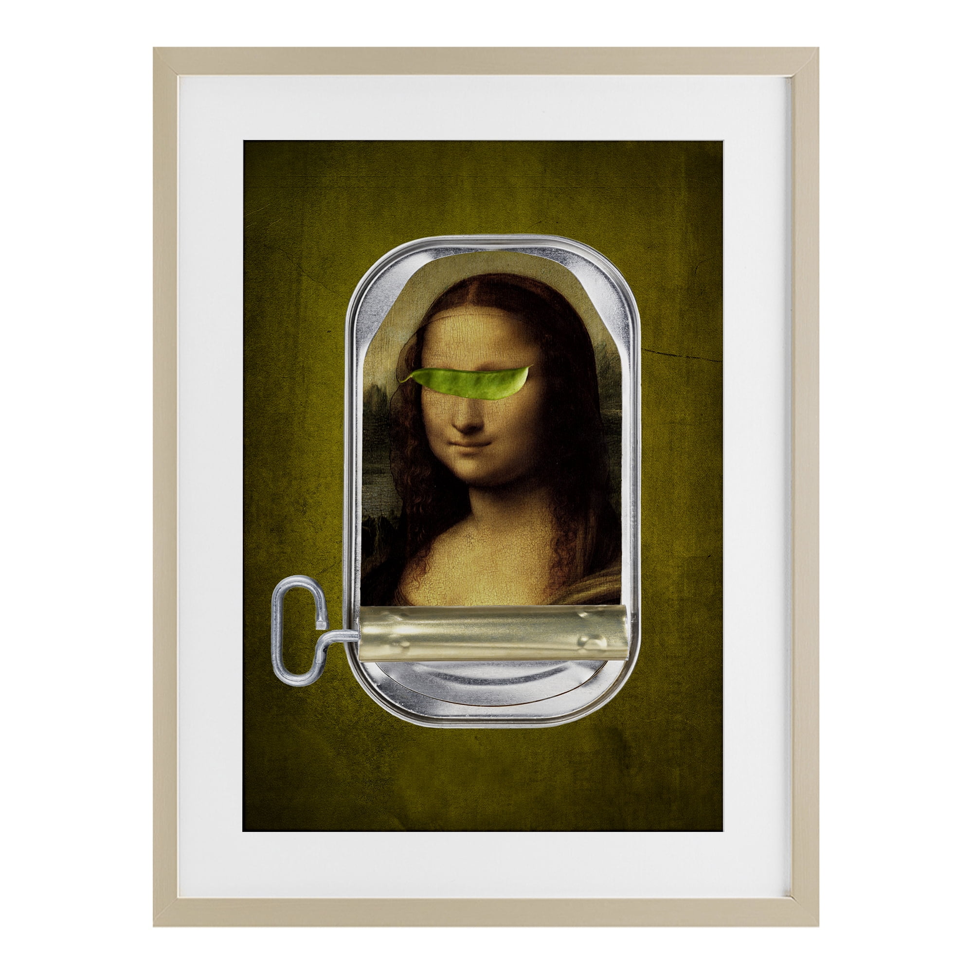 Canned Mona Lisa Birch Framed Print Under Glass, design by Elo Marc