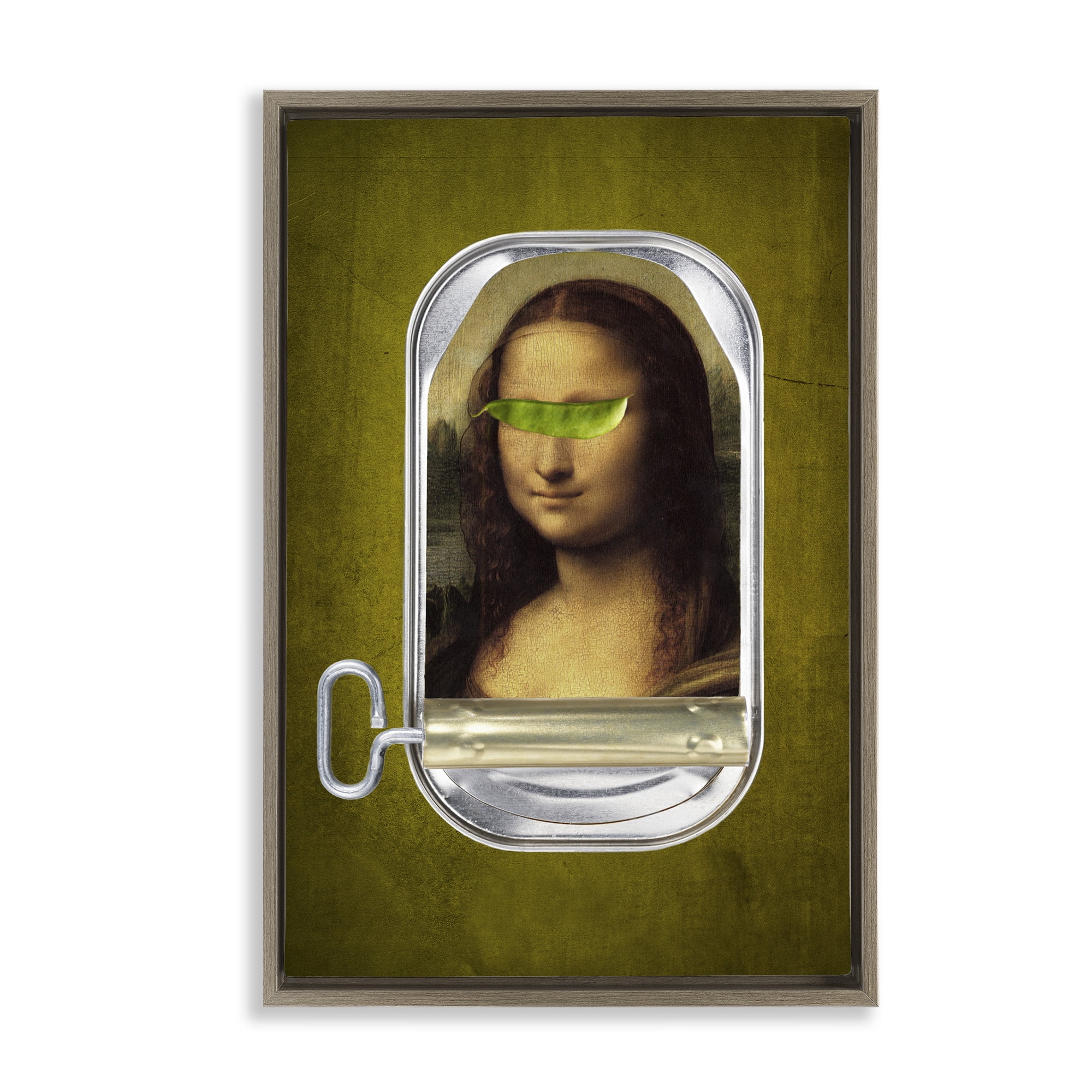 Canned Mona Lisa Brown Framed Floater Canvas Wall Art, design by Elo Marc