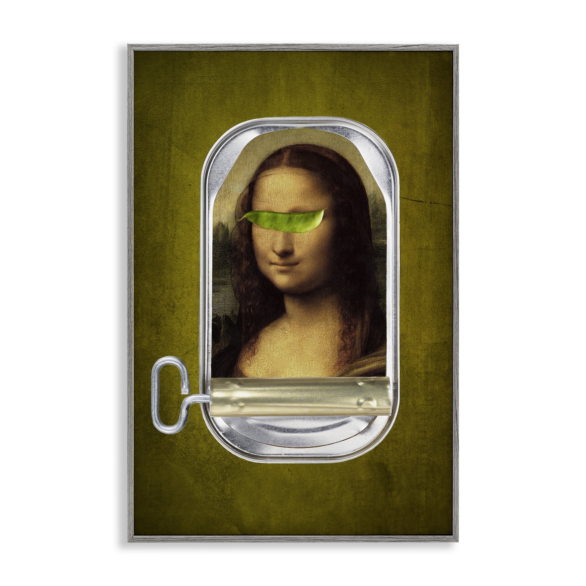 Canned Mona Lisa Gray Framed Giclee Art, design by Elo Marc