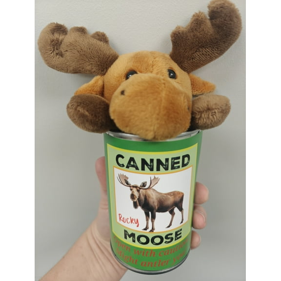 Canned Moose - Stuffed Animal in a Tin Can - by Canned Gifts