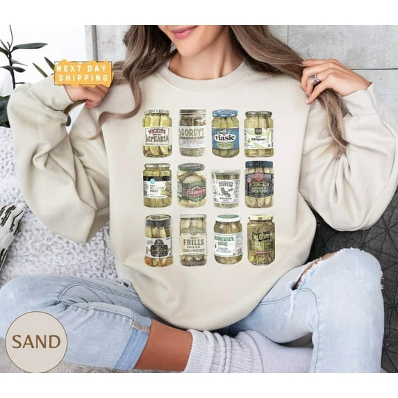 Canned Pickles Sweatshirt, Pickle Jar Sweatshirt, Food Shirt - Sizes S-5XL ,Art Print JSC