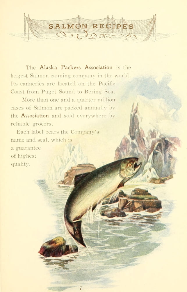 Canned Salmon Recipes 1900 Alaska Packers Association Canvas Art - (18 x 24)
