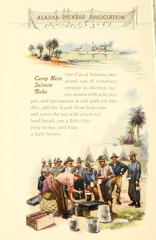 Canned Salmon Recipes 1900 Camp Mess Salmon Bake Canvas Art - (24 x 36)
